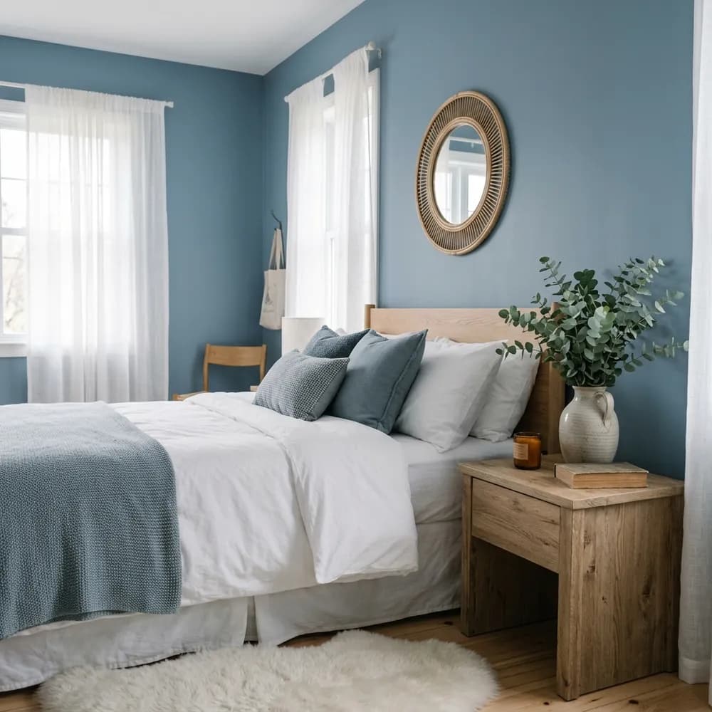 A beautifully organized modern apartment living space featuring chic stackable storage containers in neutral tones.