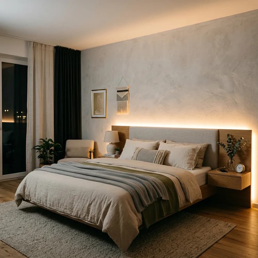 A beautifully styled 25 color palette ideas for studio apartments showcasing curated color harmony and 60-30-10 color rule.