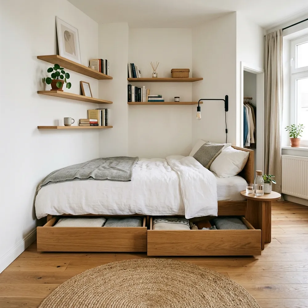 Cozy and functional 17 Small Bedroom Layout Ideas with a Corner Bed decor inspiration