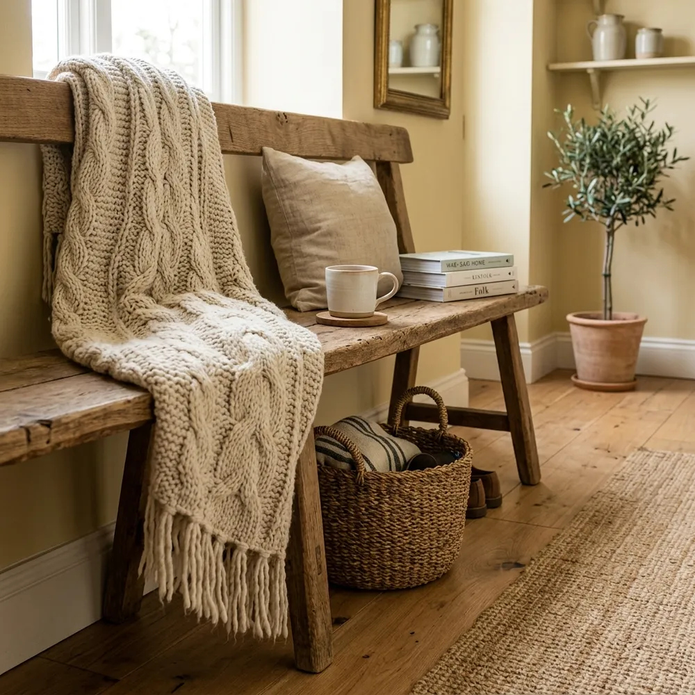 Detailed view of diy storage baskets ideas with upcycled vessel painting in a compact modern home.