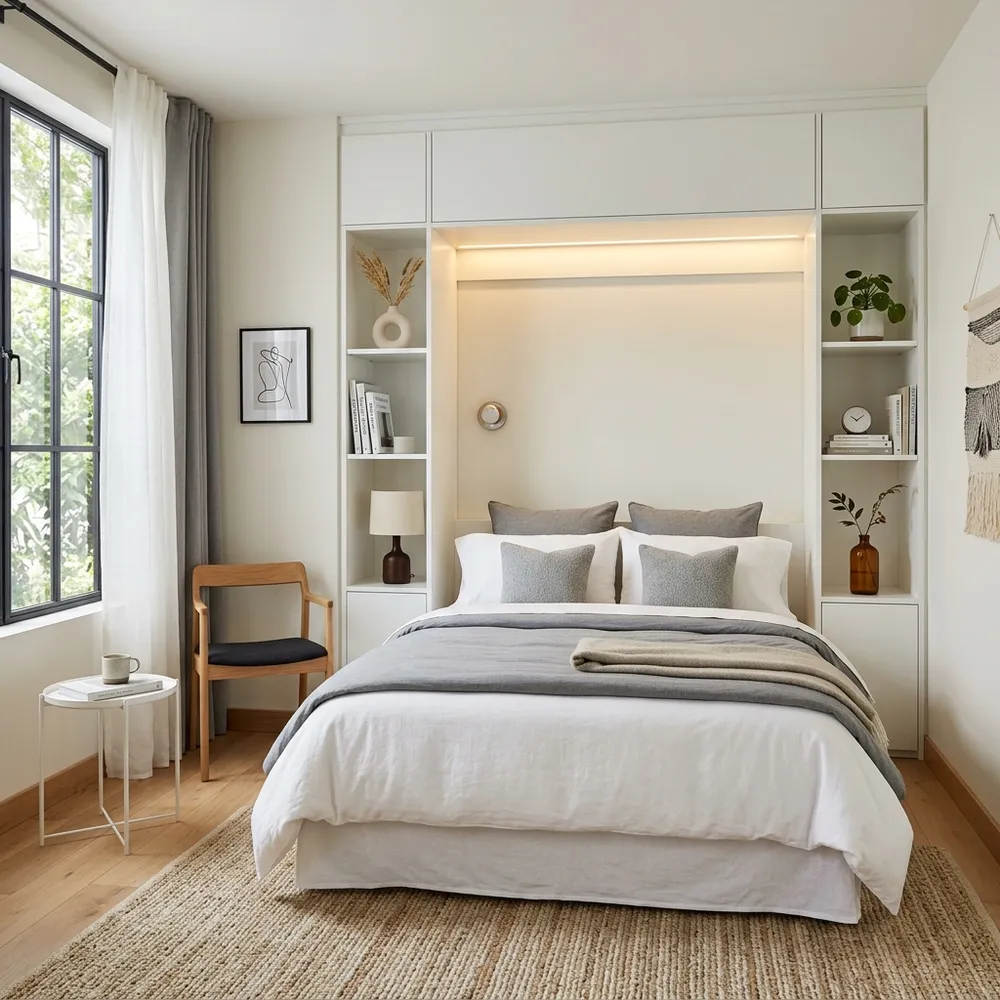 27 Small Bedroom Ideas for Guest Rooms space saving storage solutions