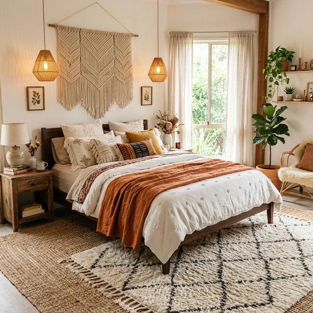 High-end interior design layout for boho living room ideas that feel cozy and designed featuring cozy reading nooks.