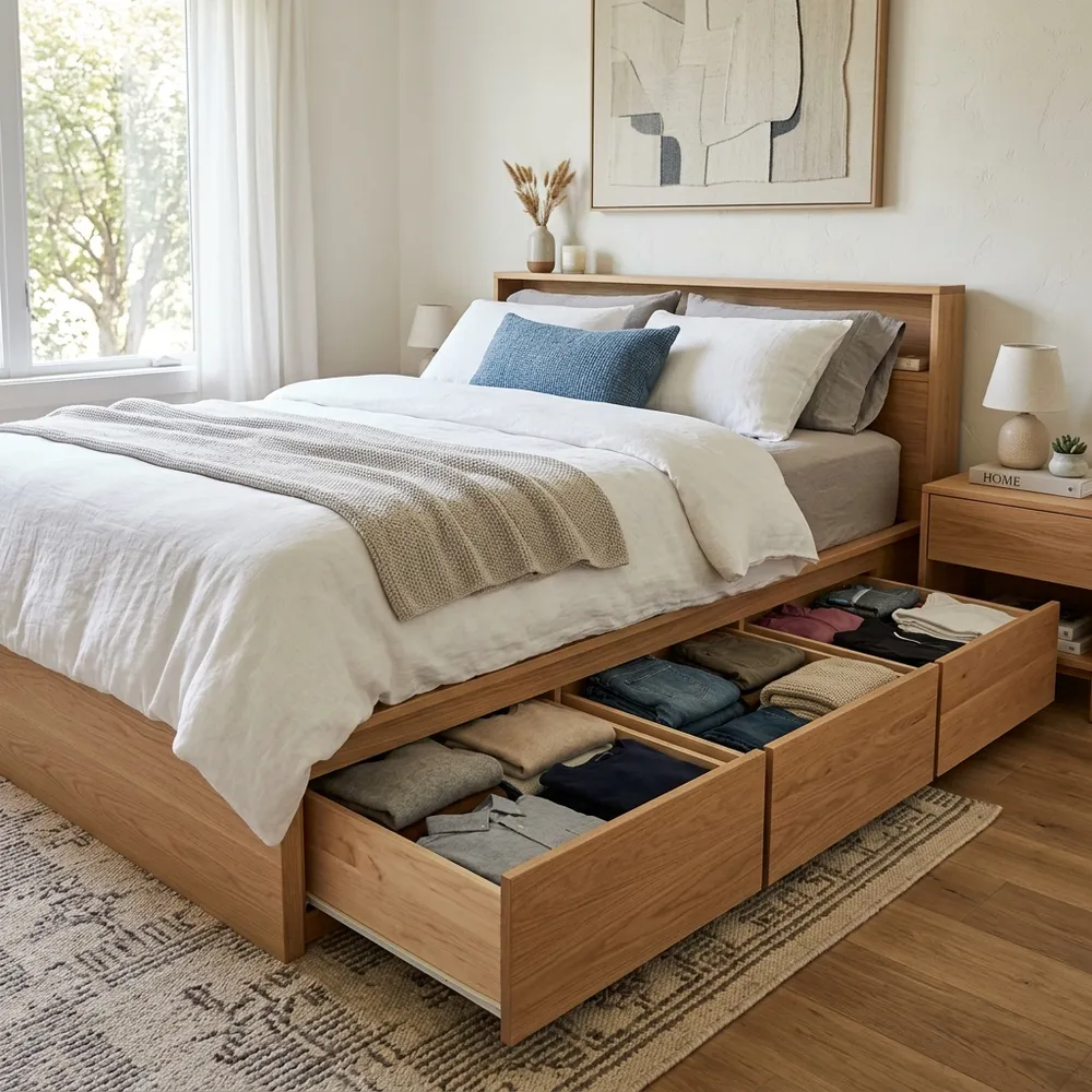 Small Bedroom Ideas with Platform Beds That Save Space space saving storage solutions