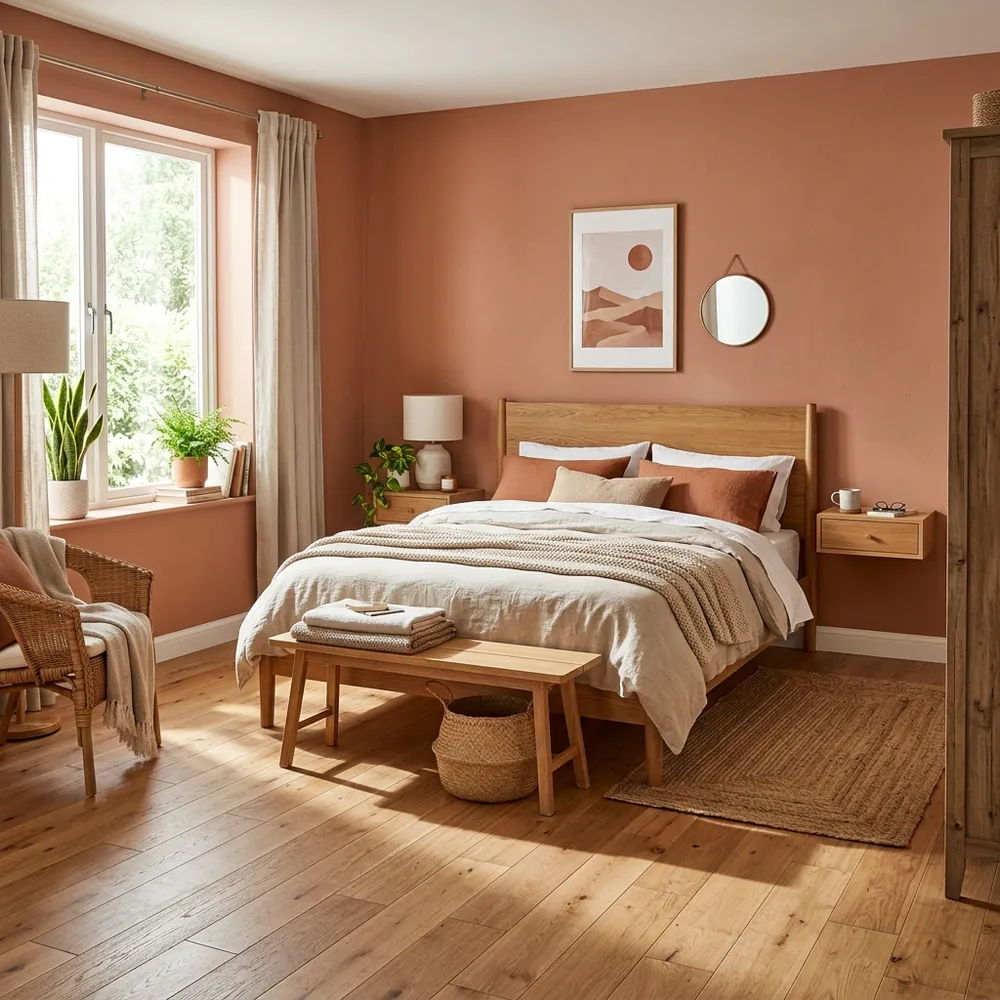 Terracotta Small Bedroom Ideas for a Calm Cozy Look featuring cozy design and layout