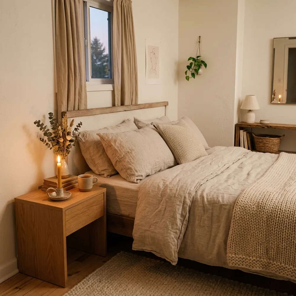 Warm White Small Bedroom Ideas for a Calm Cozy Look featuring cozy design and layout
